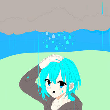 雨に濡れる女の子