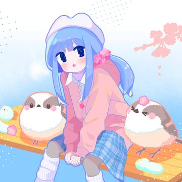 河津桜🌸擬人化ちゃん & エナガ🐤