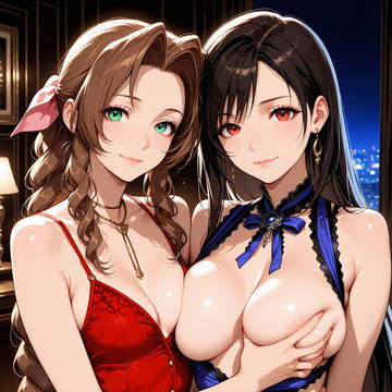 Threesome with Aerith and Tifa