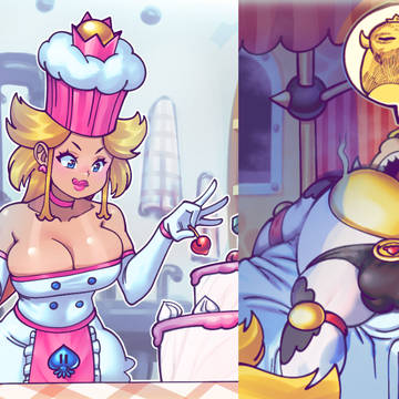 She is cooking. He is cooked