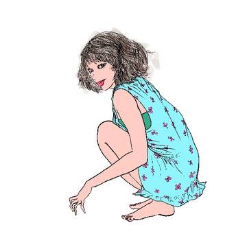 水色のワンピースの女