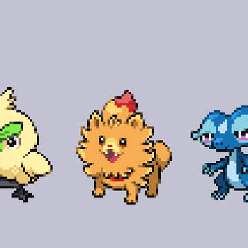【ポケモンBW風ドット絵】10世代御三家