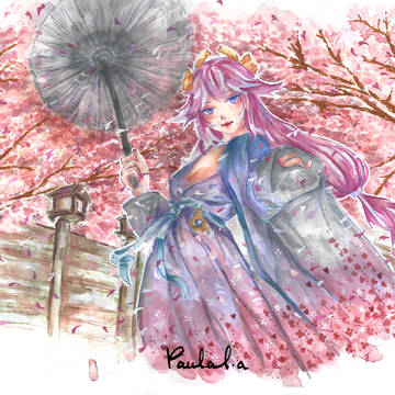 Yae Miko in spring leaves
