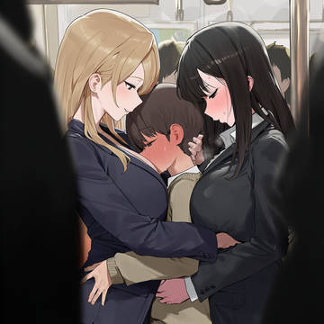 満員電車でお姉さんたちに挟まれるショタくん