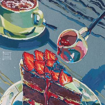 Chocolate cake, acrylic markers