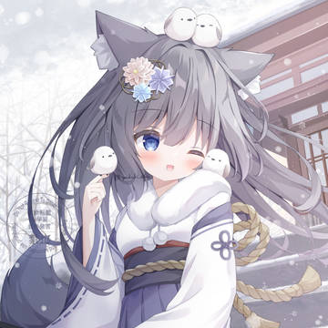 狐娘とシマエナガ