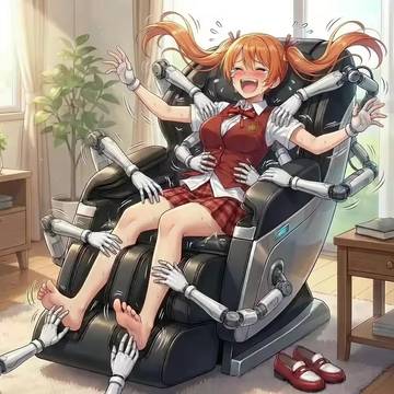 マッサージチェアでくすぐられる神楽坂明日菜
