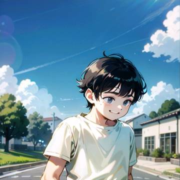 小春日よりの日におむつで散歩する男の子