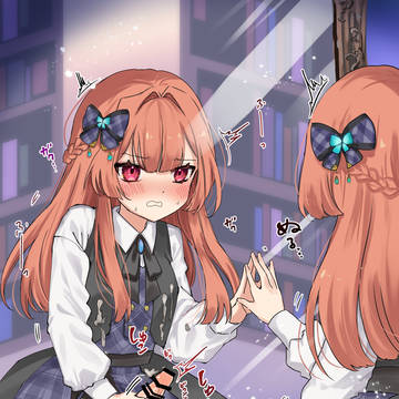 ふたなり化娘 鏡越しオナニー