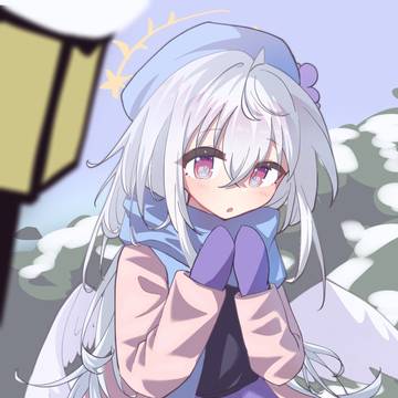 在冬日晴天中等待的梓