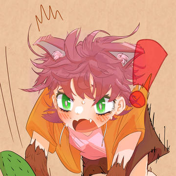 キュウリに驚く猫耳っ子