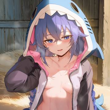 サメのコスチュームを着たロキシー