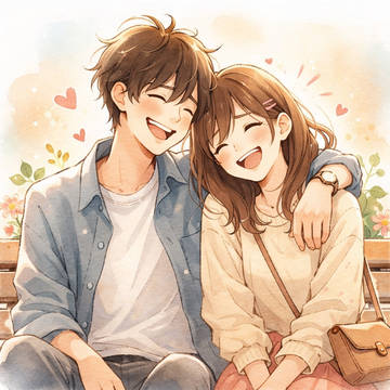 桜の下のベンチで