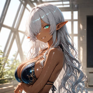 超久々の銀髪褐色エルフ