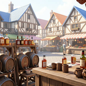 中世ファンタジー｜市場の酒売り露店｜10枚セット
