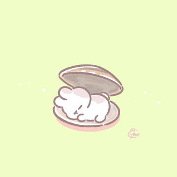 ハマグリの中ですやすや眠るうさぎ