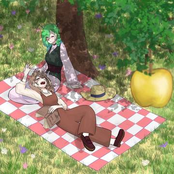 fauna and mumei under a tree