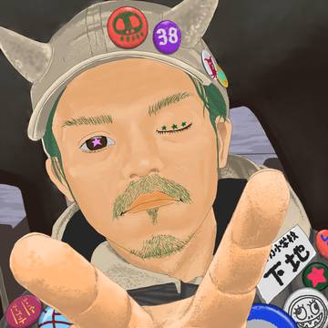 似顔絵車内