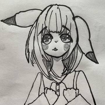 うすチュウ擬人化　アナログイラスト