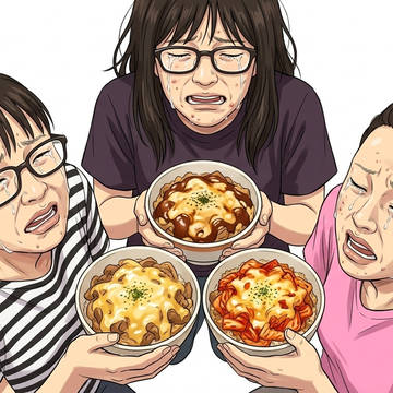 【コンジョ】チーズ牛丼を見て泣くチー牛困難女性