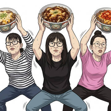【コンジョ】チーズ牛丼を持って踊るチー牛困難女性