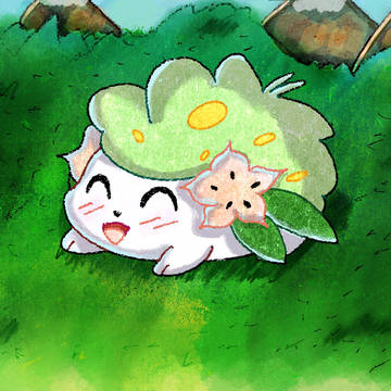 Shaymin laying on grass
