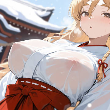 艦娘が巫女の神社⛩(裏)透け乳❤巫女服⑰ ザラ