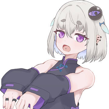 チャイナドレスでキョンシーっぽいポーズの小城夜みるく（小）　透過