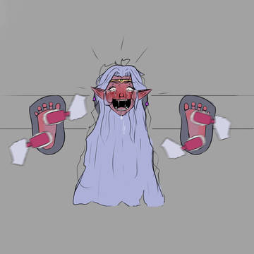 (old artwork) elf girl tickled