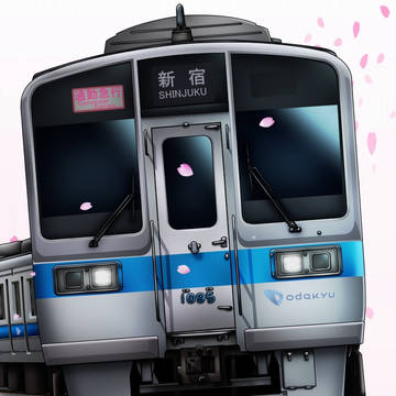 小田急線の窓に今年も桜が写る