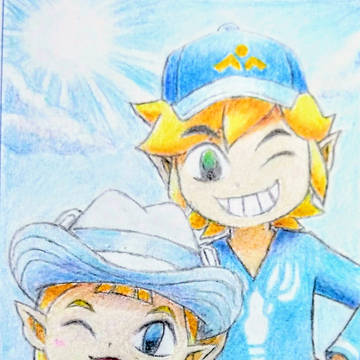 ポケモン風波🍃🌊の主人公の帽子を被ったリンクとアリル