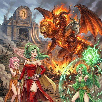ドラゴン退治に出発するFFキャラ