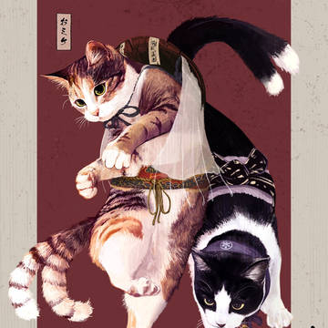 猫又図 おミケとハチ兵衛