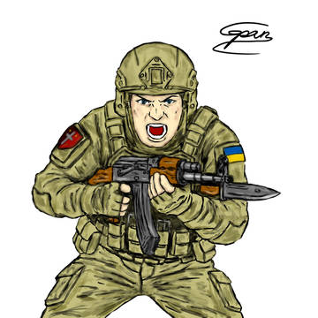 ウクライナ募金 応援イラスト 突撃兵のお兄さん