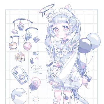 相互さんとの企画で衣装と髪型、小物のデザインをしました