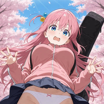 春の定番「キャッ!…エッチな風…」ぼっち・ざ・ろっく編