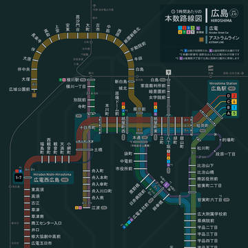 【v2.0】広電＋アストラムラインの一時間あたりの本数路線図