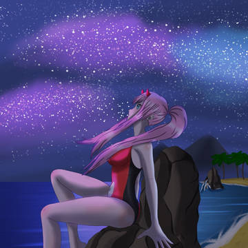 Zero Two and a Starry Sky