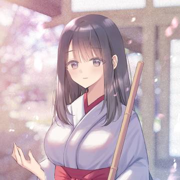 桜と巫女さん