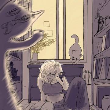 様子のおかしい猫と女の子