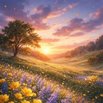 夕方の草原