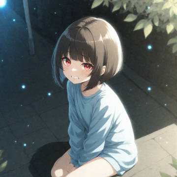 照れくさい赤い瞳の少女