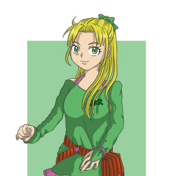 女の子　練習絵　緑