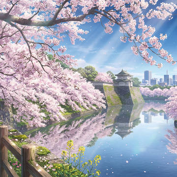 お堀と桜