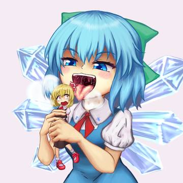 チルノ×ルーミア(被食者)を丸呑み！