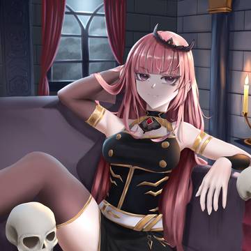 Mori in an armchair.