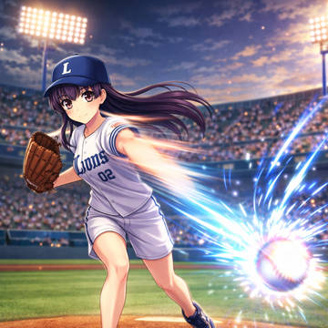 豪速球を投げる少女