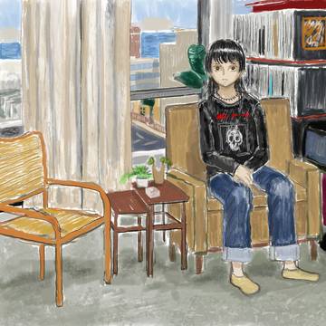 座る
