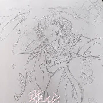 桜の下でアルマジロ芸者