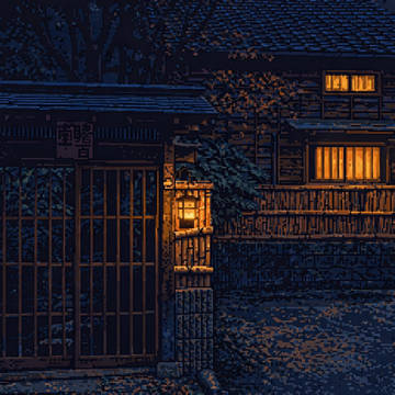 木造家屋 夜